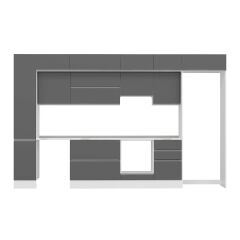 Alvinka 370X240 Cm High Gloss Mutfak Dolabı Mbb-E80B40S50-1 High Gloss | Antrasit - Suntalam