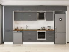 Alvinka 390X240 Cm Klasik Mebran Mutfak Dolabı Mbb-E80B60S50-2 Mebran | Antrasit - Suntalam