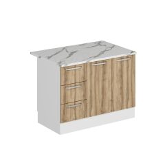 Alvinka 120 Cm Düz Ada Mutfak Dolabı Beyaz Dore