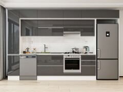 Alvinka 370X240 Cm High Gloss Mutfak Dolabı Mbb-E80B40S50-1 High Gloss | Antrasit - Mdf