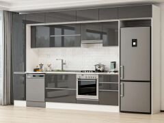 Alvinka 370X240 Cm High Gloss Mutfak Dolabı Mbb-E80B40S50-1 High Gloss | Antrasit - Mdf