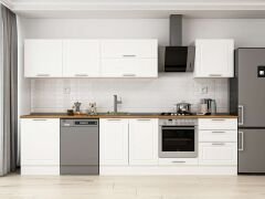 Alvinka 330X210 Cm Klasik Mebran Mutfak Dolabı M-E90S60S60-2 Mebran | Beyaz - Suntalam