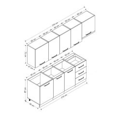 Minar 270 Cm Mutfak Dolabı Beyaz Antrasit 270-A4