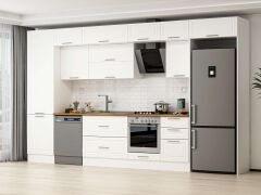 Alvinka 390X240 Cm Klasik Mebran Mutfak Dolabı Mbb-E80B60S50-2 Mebran | Beyaz - Mdf