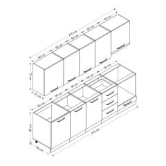 Minar 270 Cm Mutfak Dolabı Beyaz Antrasit 270-A5