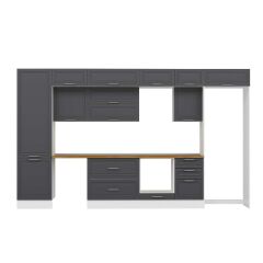 Alvinka 390X240 Cm Klasik Mebran Mutfak Dolabı Mbb-E80B60S50-2 Mebran | Antrasit - Mdf