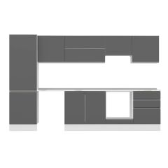 Alvinka 330X210 Cm High Gloss Mutfak Dolabı Mb-E90B60S60-1 High Gloss | Antrasit - Suntalam