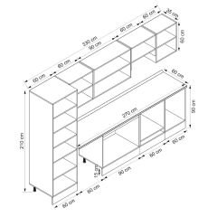 Alvinka 330X210 Cm High Gloss Mutfak Dolabı Mb-E90B60S60-1 High Gloss | Antrasit - Mdf