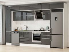 Alvinka 370X240 Cm High Gloss Mutfak Dolabı Mbb-E80B40S50-2 High Gloss | Antrasit - Mdf