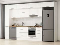 Alvinka 360X240 Cm Klasik Mebran Mutfak Dolabı Beyaz Beyaz Mbb-E80B40S40-1