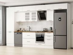 Alvinka 390X240 Cm Klasik Mebran Mutfak Dolabı Beyaz Beyaz Mbb-E80B60S50-3 Mebran | Beyaz - Suntalam