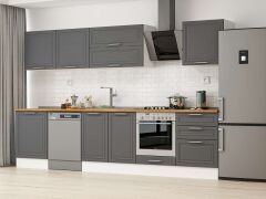 Alvinka 330X210 Cm Klasik Mebran Mutfak Dolabı M-E90S60S60-2 Mebran | Antrasit - Mdf