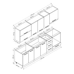 Minar 270 Cm Mutfak Dolabı Beyaz Antrasit 270-A8