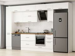 Alvinka 360X240 Cm Klasik Mebran Mutfak Dolabı Beyaz Beyaz Mbb-E80B40S40-2