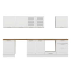 Alvinka 330X210 Cm Klasik Mebran Mutfak Dolabı M-E90S60S60-3 Mebran | Beyaz - Suntalam