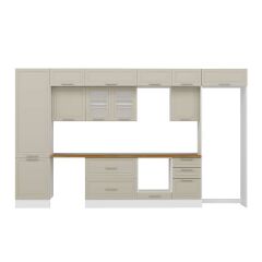 Alvinka 390X240 Cm Klasik Mebran Mutfak Dolabı Beyaz Beyaz Mbb-E80B60S50-3 Mebran | Kumtaşı - Suntalam