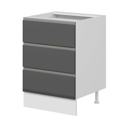 Alvinka Mutfak Modül Hg_J Alt 3Ç 60Cm Dolap Beyaz Antrasit