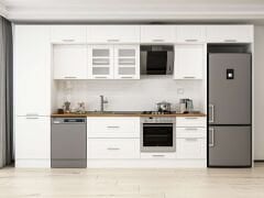 Alvinka 390X240 Cm Klasik Mebran Mutfak Dolabı Beyaz Beyaz Mbb-E80B60S50-3 Mebran | Beyaz - Mdf