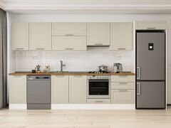 Alvinka 395X222 Cm Klasik Mebran Mutfak Dolabı Mb-E90S45S60-1 Mebran | Kumtaşı - Mdf