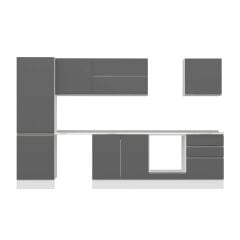 Alvinka 330X210 Cm High Gloss Mutfak Dolabı Mb-E90B60S60-2 High Gloss | Antrasit - Mdf