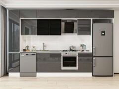 Alvinka 370X240 Cm High Gloss Mutfak Dolabı Mbb-E80B40S50-3 High Gloss | Antrasit - Mdf