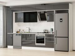 Alvinka 370X240 Cm High Gloss Mutfak Dolabı Mbb-E80B40S50-3 High Gloss | Antrasit - Mdf