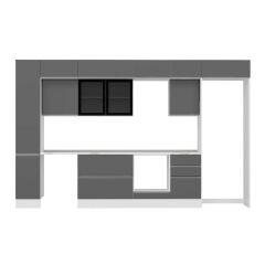 Alvinka 370X240 Cm High Gloss Mutfak Dolabı Mbb-E80B40S50-3 High Gloss | Antrasit - Mdf