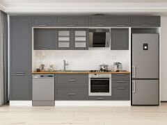 Alvinka 390X240 Cm Klasik Mebran Mutfak Dolabı Beyaz Beyaz Mbb-E80B60S50-3 Mebran | Antrasit - Mdf