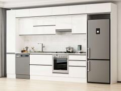 Alvinka 380X240 Cm High Gloss Mutfak Dolabı Mbb-E80B40S60-1 High Gloss | Beyaz - Suntalam