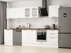 Alvinka 330X210 Cm Klasik Mebran Mutfak Dolabı M-E90S60S60-3 Mebran | Beyaz - Mdf