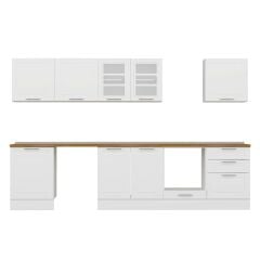 Alvinka 330X210 Cm Klasik Mebran Mutfak Dolabı M-E90S60S60-3 Mebran | Beyaz - Mdf