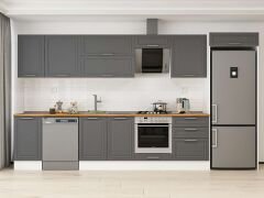 Alvinka 395X222 Cm Klasik Mebran Mutfak Dolabı Mb-E90S45S60-2 Mebran | Antrasit - Suntalam