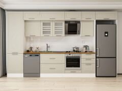 Alvinka 390X240 Cm Klasik Mebran Mutfak Dolabı Beyaz Beyaz Mbb-E80B60S50-3 Mebran | Kumtaşı - Mdf