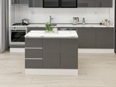 Alvinka 120 Cm Hg_J Ada Mutfak Dolabı Beyaz Antrasit Mdf