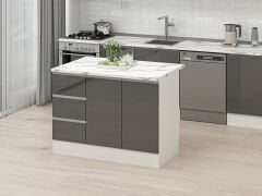 Alvinka 120 Cm Hg_J Ada Mutfak Dolabı Beyaz Antrasit Mdf