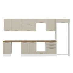 Alvinka 395X222 Cm Klasik Mebran Mutfak Dolabı Mb-E90S45S60-2 Mebran | Kumtaşı - Suntalam