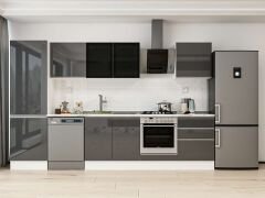 Alvinka 330X210 Cm High Gloss Mutfak Dolabı Mb-E90B60S60-3 High Gloss | Antrasit - Suntalam