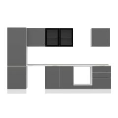 Alvinka 330X210 Cm High Gloss Mutfak Dolabı Mb-E90B60S60-3 High Gloss | Antrasit - Suntalam