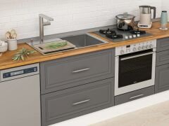 Alvinka 400X240 Cm Klasik Mebran Mutfak Dolabı Beyaz Beyaz Mbb-E80B60S60-1 Mebran | Antrasit - Suntalam