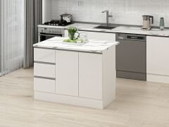 Alvinka 120 Cm Hg_J Ada Mutfak Dolabı Beyaz Beyaz Mdf