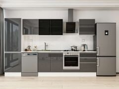 Alvinka 330X210 Cm High Gloss Mutfak Dolabı Mb-E90B60S60-3 High Gloss | Antrasit - Mdf