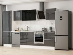 Alvinka 330X210 Cm High Gloss Mutfak Dolabı Mb-E90B60S60-3 High Gloss | Antrasit - Mdf