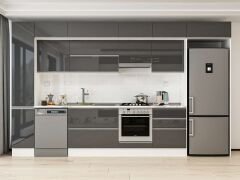 Alvinka 380X240 Cm High Gloss Mutfak Dolabı Mbb-E80B40S60-1 High Gloss | Antrasit - Mdf