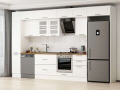 Alvinka 370X240 Cm Klasik Mebran Mutfak Dolabı Beyaz Beyaz Mbb-E80B40S50-3