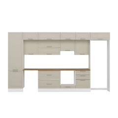 Alvinka 400X240 Cm Klasik Mebran Mutfak Dolabı Beyaz Beyaz Mbb-E80B60S60-1 Mebran | Kumtaşı - Suntalam