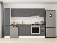 Alvinka 290X210 Cm Klasik Mebran Mutfak Dolabı Mb-E90B40S40-1 Mebran | Antrasit - Suntalam