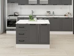 Alvinka 120 Cm Mbr_A Ada Mutfak Dolabı Beyaz Antrasit Mdf