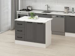 Alvinka 120 Cm Mbr_A Ada Mutfak Dolabı Beyaz Antrasit Mdf