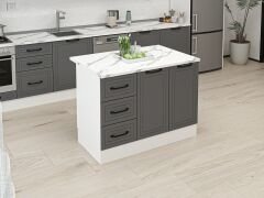 Alvinka 120 Cm Mbr_A Ada Mutfak Dolabı Beyaz Antrasit Mdf