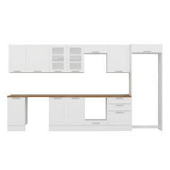 Alvinka 395X222 Cm Klasik Mebran Mutfak Dolabı Mb-E90S45S60-3 Mebran | Beyaz - Suntalam